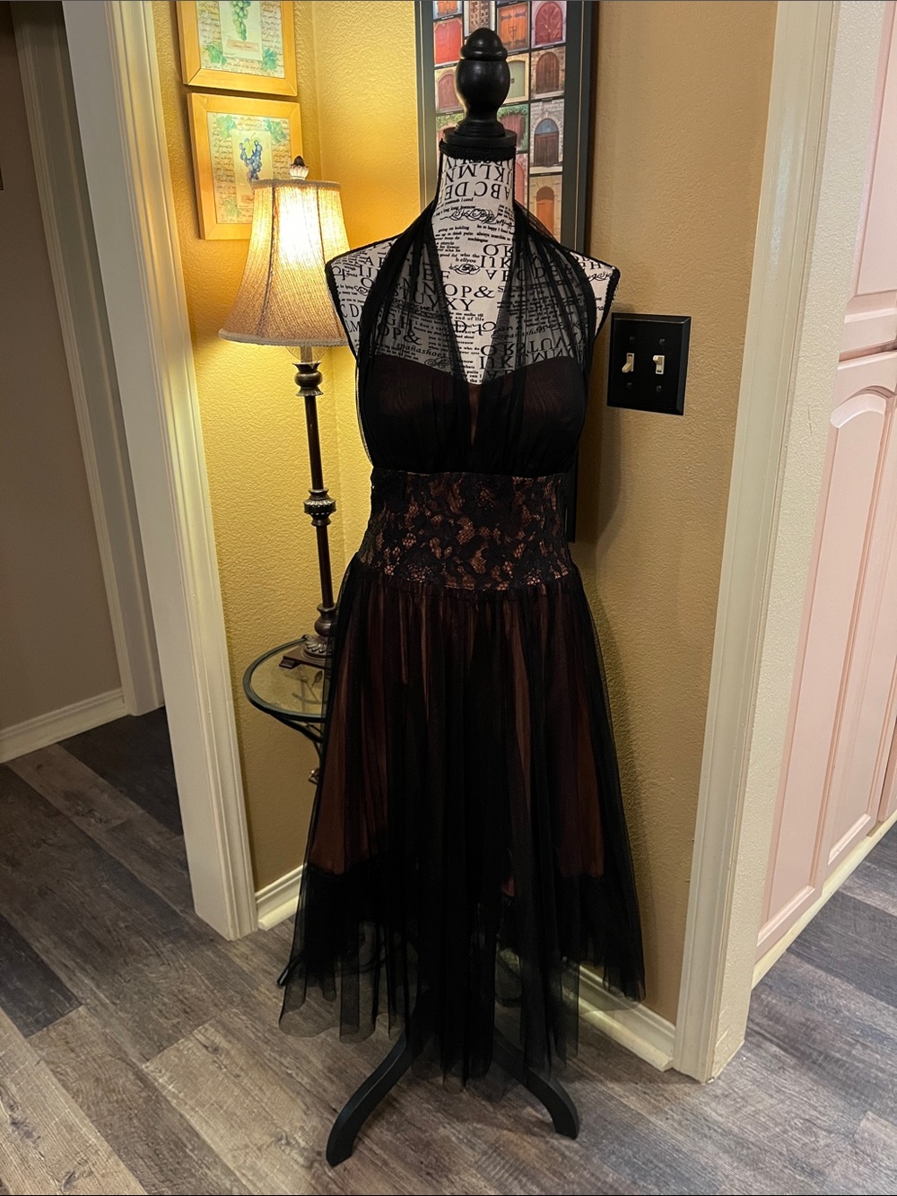 Vintage Y2K halter tulle overlay Betsy and Adam formal dress.
